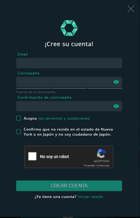 crear cuenta cobinhood